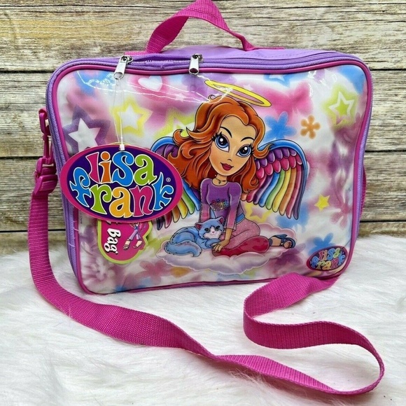 NTW Vntg 90's Lisa Frank Angel Girl Tie Dye Rainbow Overnight Bag Crossbody